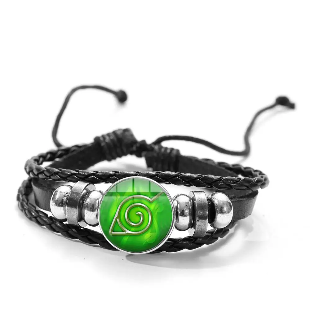 Style 15 SONGDA Naruto Shippuden Anime Leather Bracelet Uchiha Sasuke Icon Glass Round Photo Handmade Beaded Bracelets Fashion Fans Gift - Окраска металла: Style 15