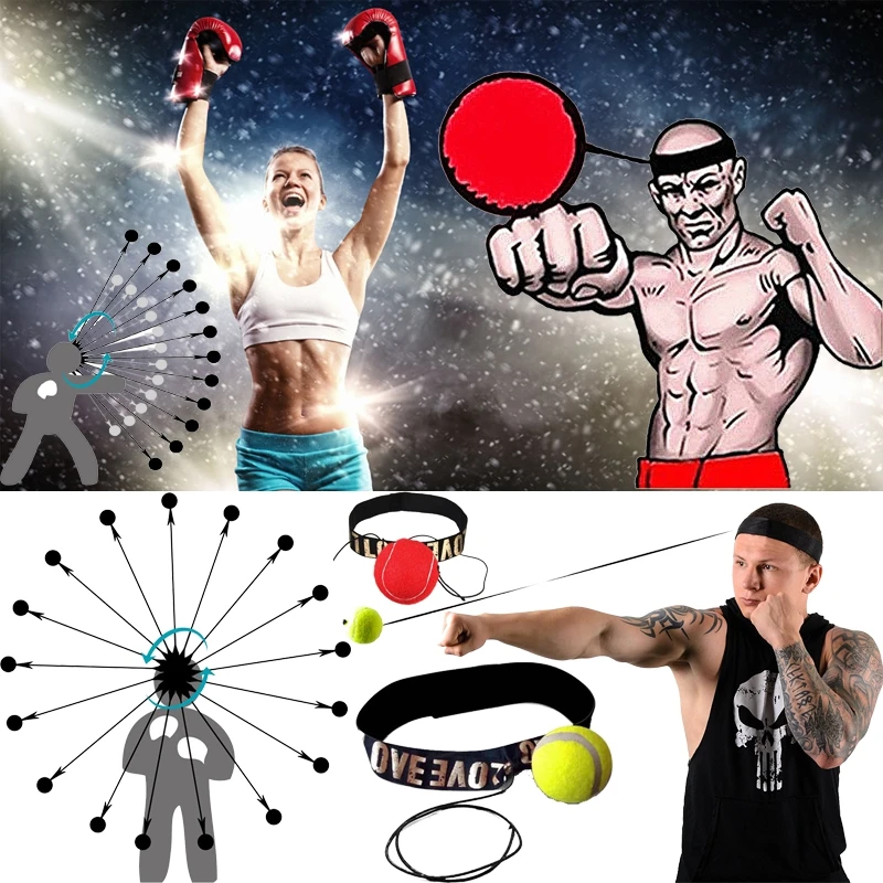 Boxing Punch Exercise Fight Ball With Head Band For Reflex Speed Training New 
