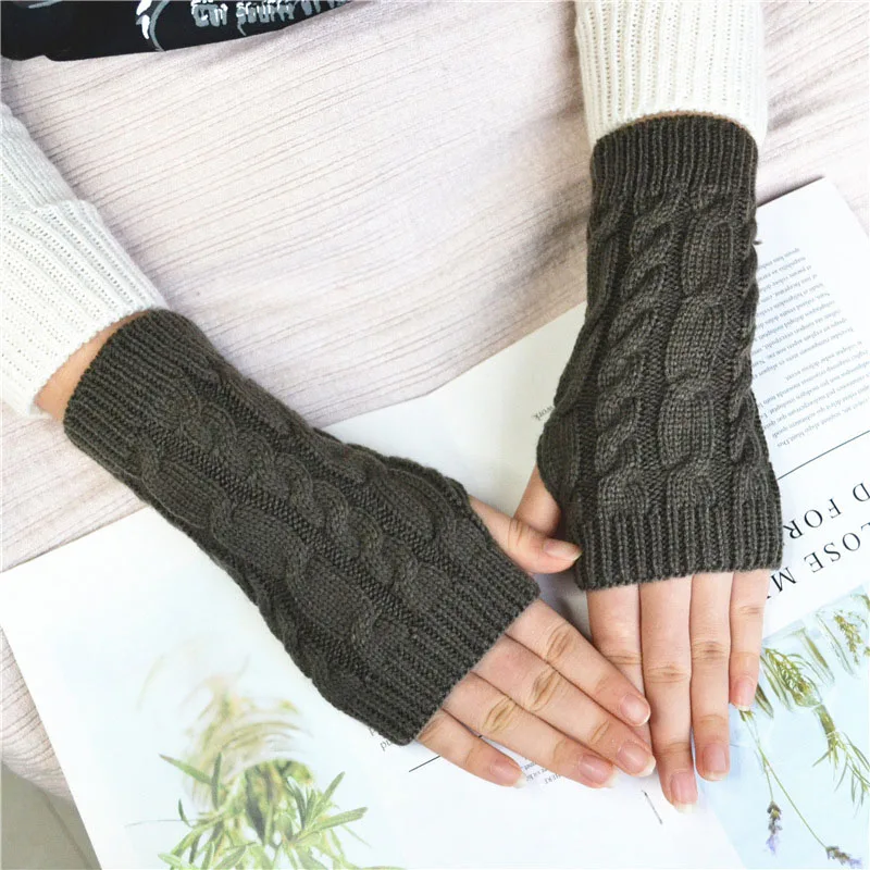 2021 Winter Women Arm Warmers Knitted Long Gloves митенки Twist Pattern Warmer Fingerless Gloves For Men перчатки без пальцев