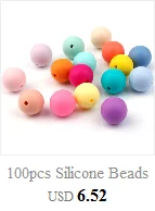 Fkisbox 100PC Silicone Baby Teether Bead Round 12mm Silicone Chewing Perles  Loose Beads Silicon Teething Beads Bpa Free