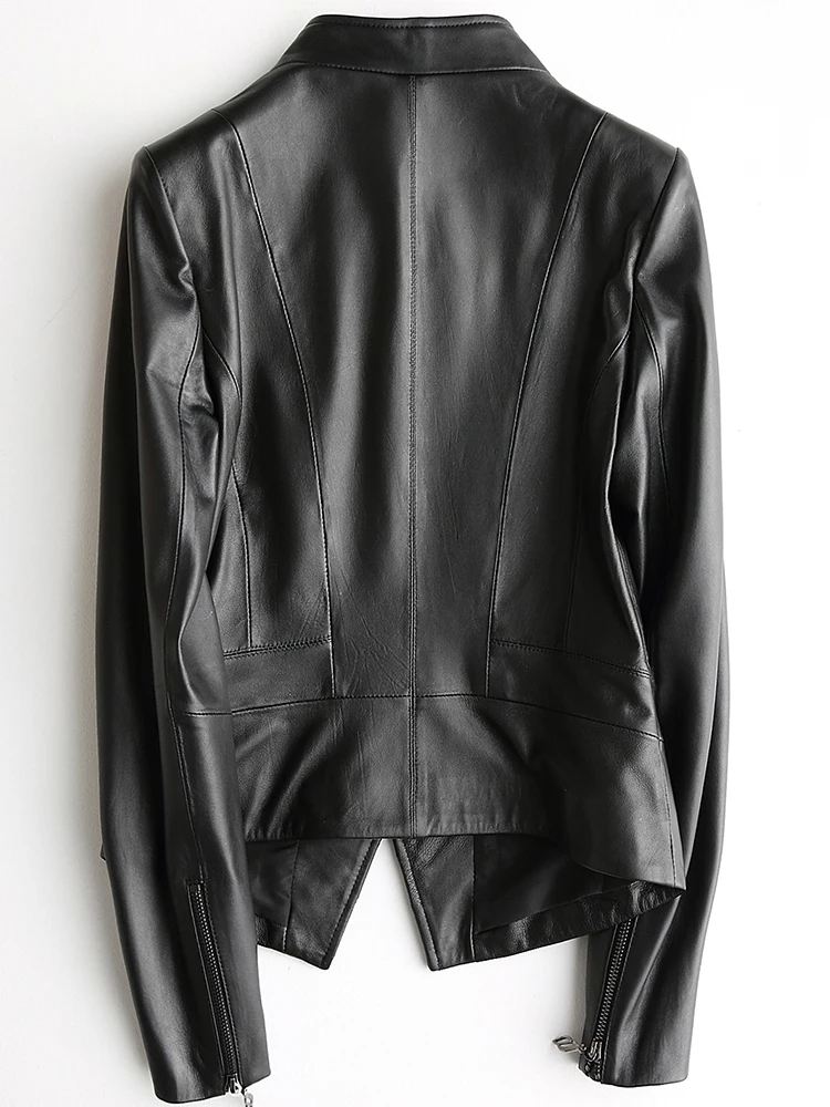 

Real Genuine Leather Jacket Women Sheepskin Coat Slim Fit Spring Autumn Short Motorcycle Jacket Women 226 KJ3064