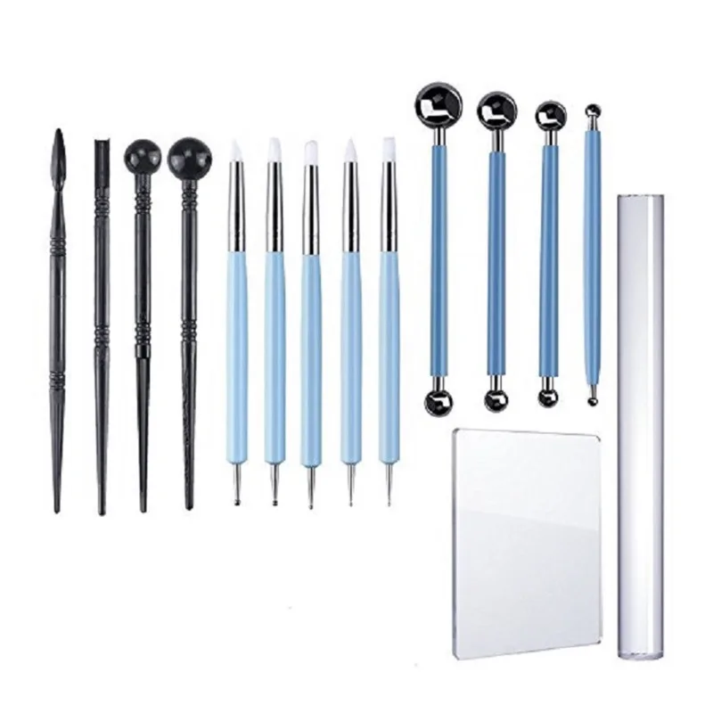 15pcs tools toy Горячая 15 шт. DIY слизистый Пластилин мягкая глина набор инструментов акриловая доска форма силиконовая ручка для игры тесто резаки формы игрушки для детей - Цвет: 15pcs tools toy