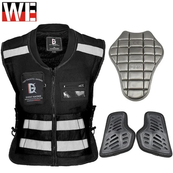 

GHOST RACING Motorcycle High Visibility Reflective Vest Pockets Reflective Vest Motocross Racing off-road Safety Body Armor