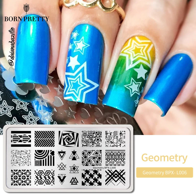 BORN PRETTY Rectangle Stamp Template Nail Plates Christmas Halloween Floral 12*6cm Art Image Plate BPX-L001-L012 | Красота и здоровье