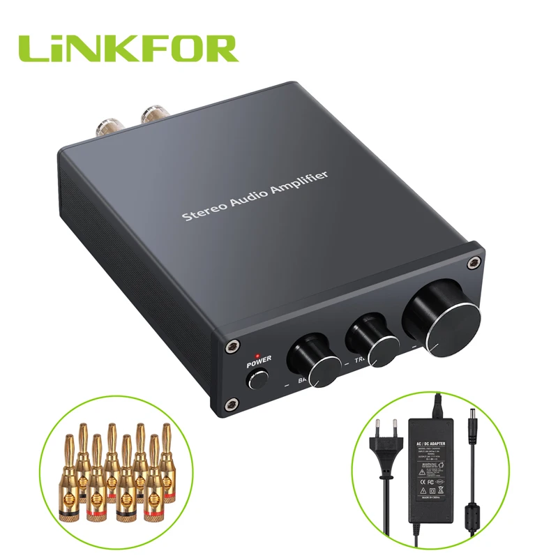 Цифровой усилитель мощности LiNKFOR 50 Вт + Mini Hi Fi Class D интегрированный с басами и