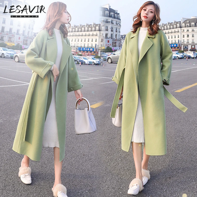 

European Station Woolen Coat Women's Mid-length Mori 2020 Autumn And Winter New Over-the-knee Long-sleeved Woolen Coat
