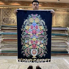 Yilong 2'x3' ваза дизайн гобелен ручной работы Шелковый коврик(ZQG204A