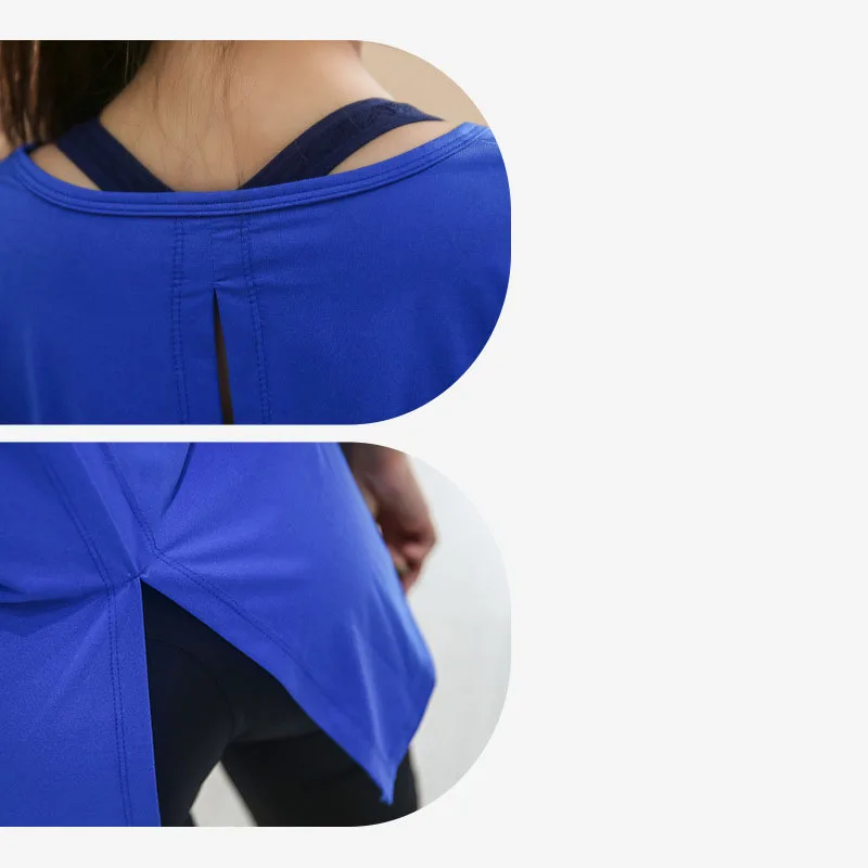 L-XXXXL размера плюс, Спортивная футболка, короткий рукав, открытая спина, футболка для фитнеса, быстросохнущая, для бега, спортзала, топы, рубашка для йоги, женская спортивная одежда