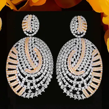 

Elegant Luxury Shiny Super Oval Drop Dangle Pendant Earring For Women Wedding Cubic Zirconia Bridal Earring Jewelry Accessories