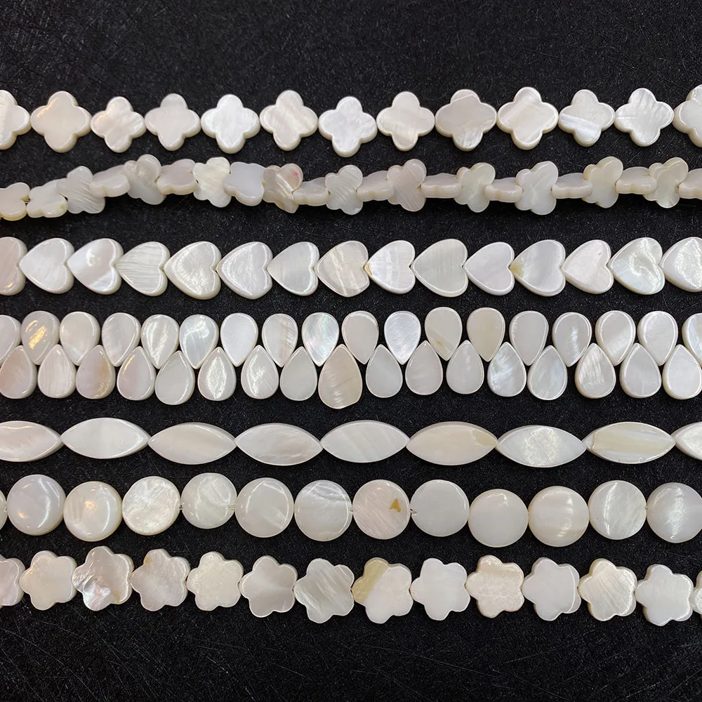 Natural White Shell Beads Mother Of Pearl Loose Flat Oval Teeth Round Star  Nugget Freshwater Chip Charms For Jewelry Making