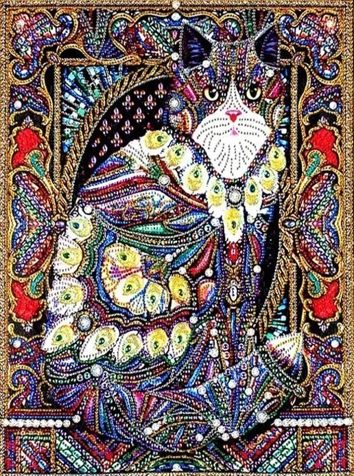 LP125 Nabi, алмазная картина особой формы, кот, животное, сделай сам, алмазная вышивка, домашний декор, частичная круглая дрель, Алмазная мозаика 40x50 см - Цвет: LP125