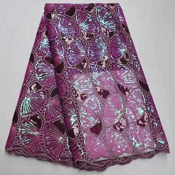 

Light purple Nigerian French Lace Fabrics African Tulle Lace Fabric High Quality African Organza Lace Wedding Fabric For Dress