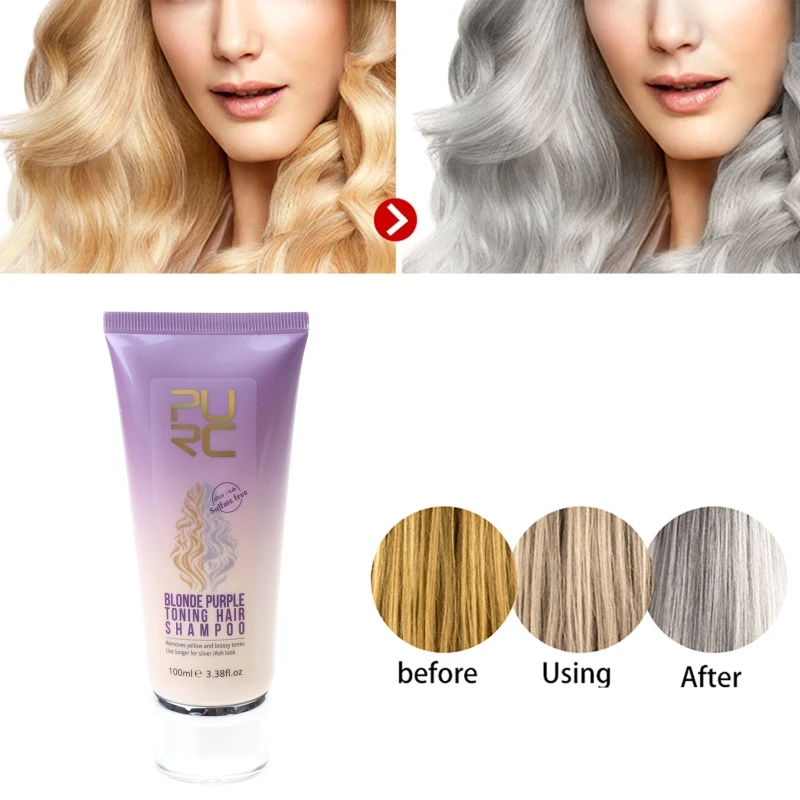 

Purple Shampoo Removes Yellow Brassy Tones of Hair Neutralize Orange Green for Silver look Salon Home X7YB