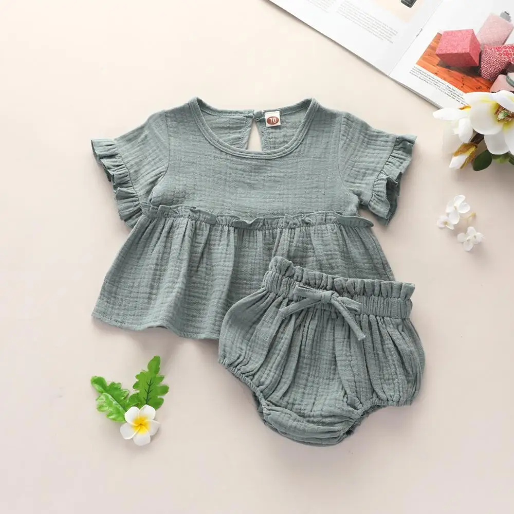 0-24M 2Pcs Fashion New Summer Newborn Baby Girls Boys Clothes Casual Short Sleeve Tops T-shirt+Shorts Toddler Infant Outfit Set baby clothing set line Baby Clothing Set