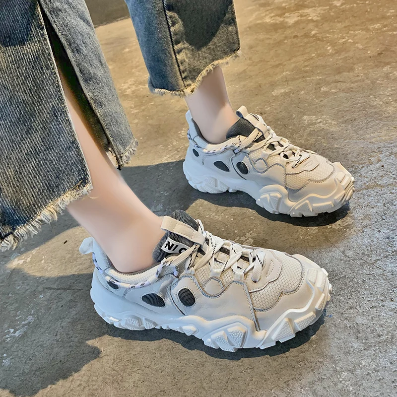 

Retro Dad Shoes Women Summer Fashion Mesh Breathable Casual Chunky Sneakers Light Wild Mixed Colors Dad Shoes