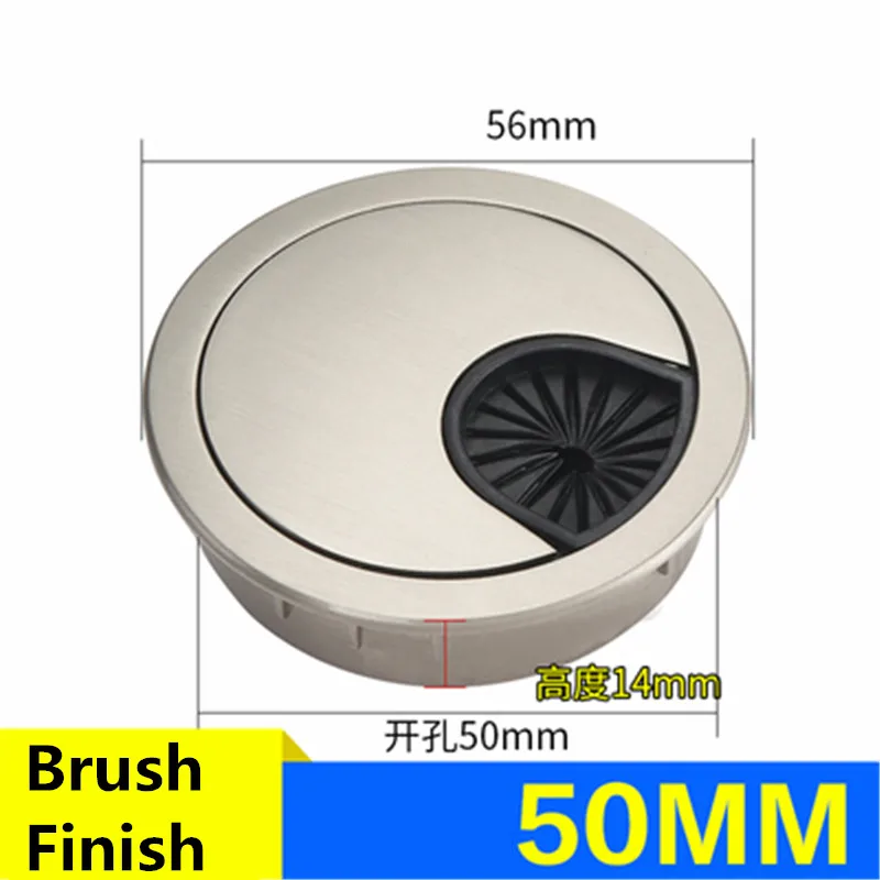 Brush finish 50mm Wonzeal цинковый сплав стол проволока отверстие крышка база компьютерная втулка стол кабель выход порт Поверхностная Линия Коробка мебельная фурнитура - Цвет: Brush finish 50mm