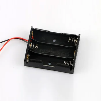 

5pcs/lot Portable Small Accessories Plastic DIY Storage Black With Wire Leads For 3 Batteries Home AA Battery Box