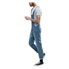Модные мужские джинсовые комбинезоны на подтяжках, уличная одежда, джинсовые комбинезоны для мужчин, вымытые штаны на подтяжках, размер, вымытые синие, новинка