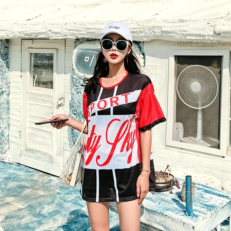 

2019 New Style Bathing Suit Korean-style Sports Split Type Conservative Boxer Belly Covering Slimming Printed Cover-up Bathing S