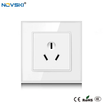 

NOVSKI GB 16A 3-Hole Wall Socket German Bayer Flame Retardant Material Tempered Glass Panel 86*86 220-250V China CCC Certified