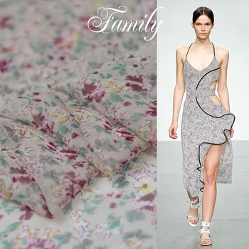 

100cm*140cm Elegant Floral Natural Silk Gauze Crinkled Silk Chiffon Sheer Fabric