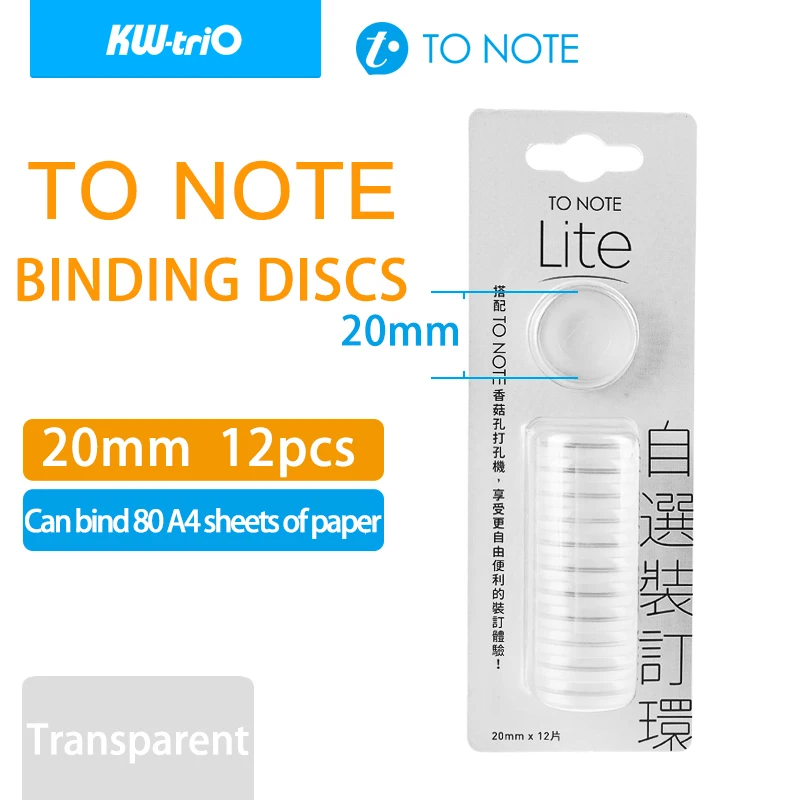 Solid Notebook Binding Discs 20mm 12pcs/box KW-triO Loose-leaf Rings Binder Mushroom Hole DIY Binder Discs Binding Accessories