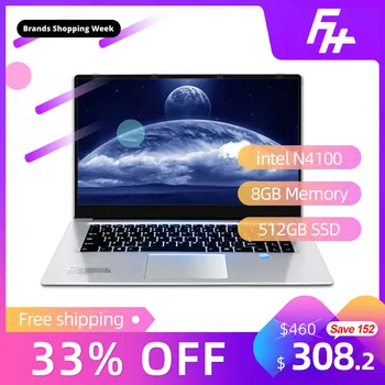 شراء Funhouse 15.6 بوصة N4100 رقيقة جدا الكمبيوتر المحمولة سطح المكتب دفتر الألعاب اللوحي 8 جرام RAM 512 جرام SSD إطارات دراجة تسلق الجبال خفيفة الوزن 1080P محمول