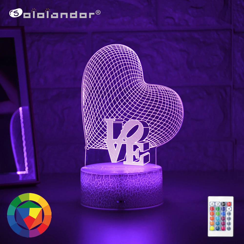 

Newest Kid Light Night 3D LED Night Light Creative Table Bedside Lamp Romantic Love light Kids Gril Home Decoration Gift