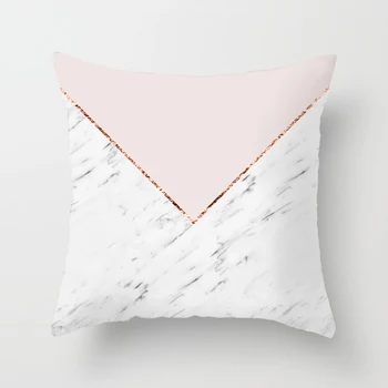 

Soft Simple Throw Pillow Case Pink Geometric Sofa Waist Cushion Cover Bed Decor Decorating Home,room,car,office Invisible Zipper