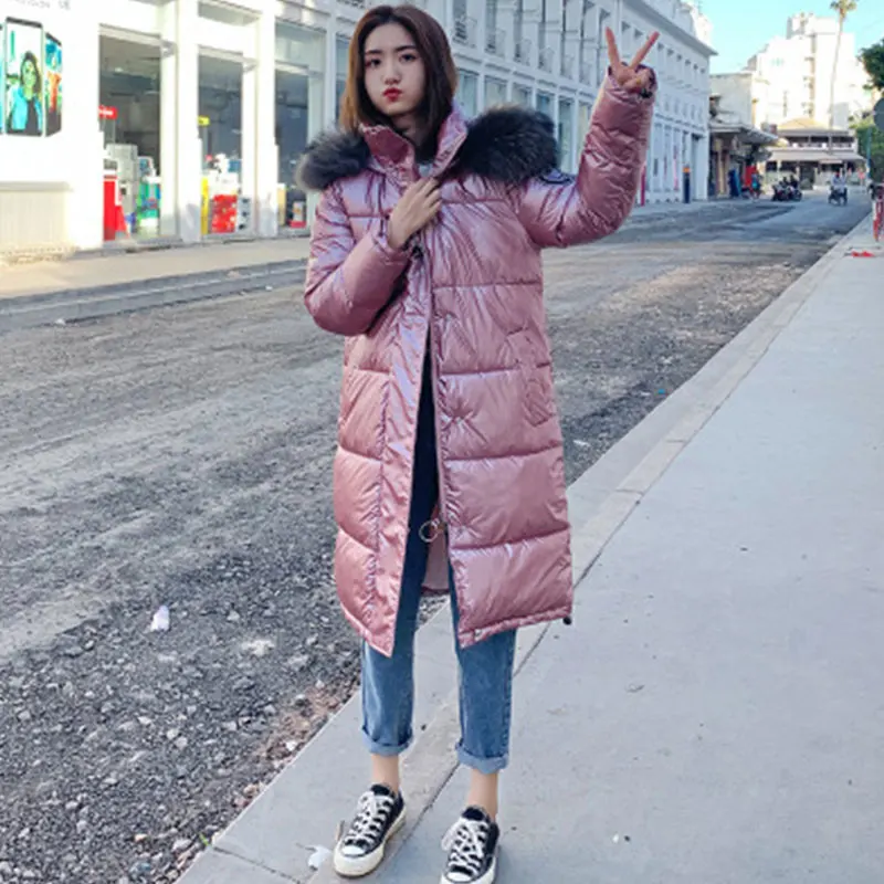 Pink Женская парка, зимнее пальто,, с капюшоном, пуховики, водонепроницаемый, светильник, отражающий жакет, женские пальто, Толстая теплая верхняя одежда HS743 - Цвет: Pink