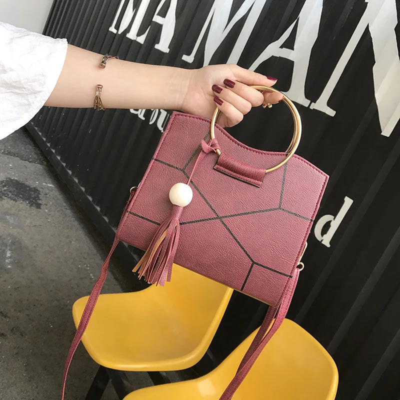 

2019 New Style Bag Women's Tassels Handbag Korean-style Versatile Circular Ring Shoulder Bag Fashion Simple Shoulder Bag Women's