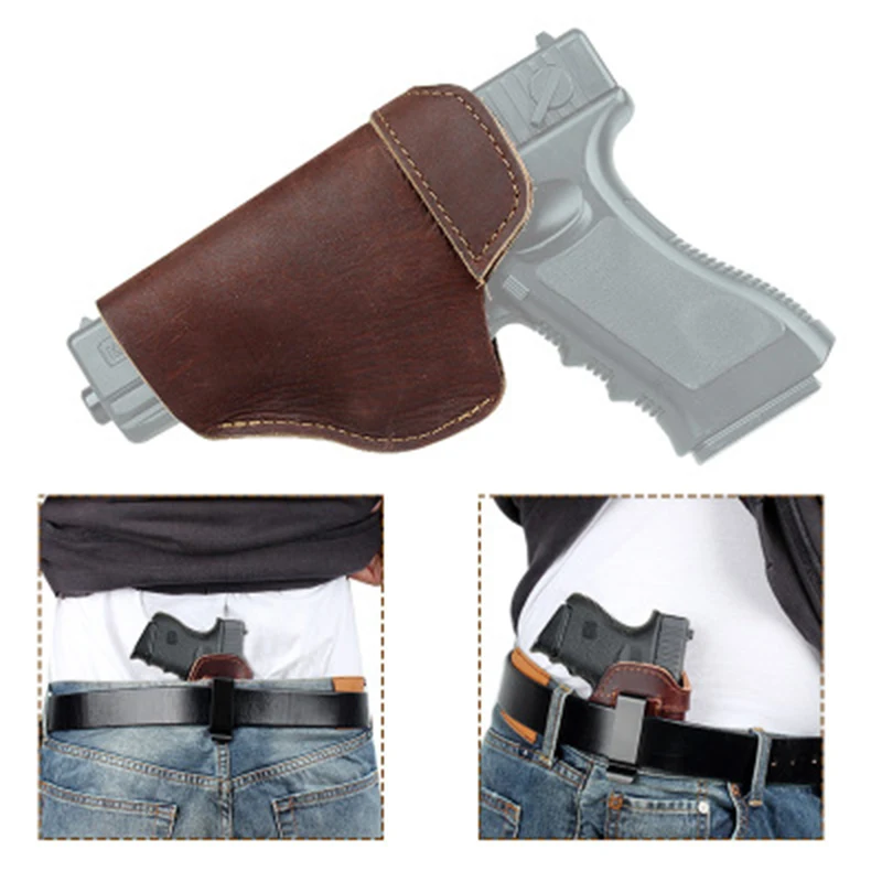 Outdoor Tactical gun holster Concealed Cowhide Leather Gun Holster For Glock 17 19 26 43 S&W M&P Shield(9mm,.40 and.45