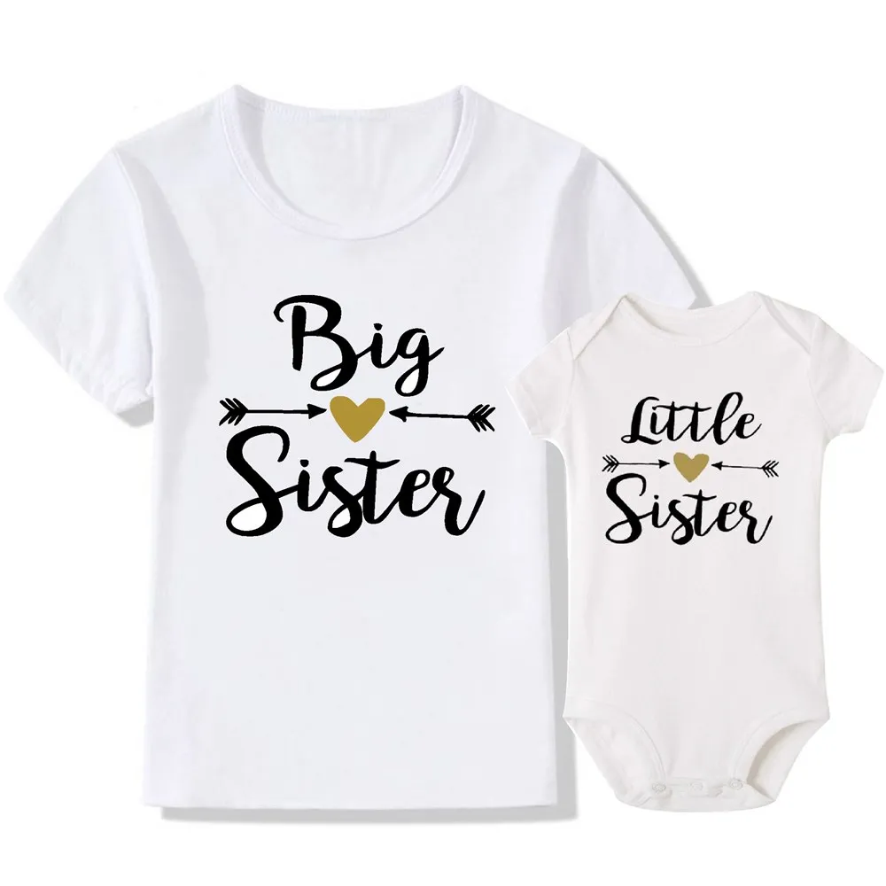 

Big Sister Shirt Girl's Toddler Tshirt Little Brother Shirt Little Sister Outfit Children Tshirt Baby Romper Family Look