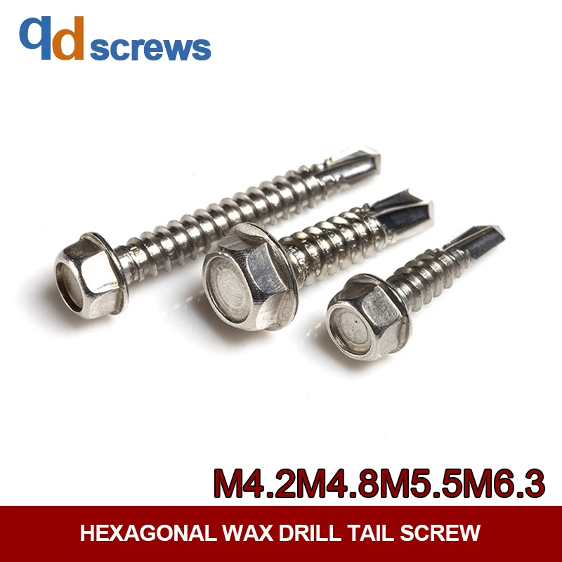 

410 M4.2M4.8M5.5M6.3 stainless steel hexagonal wax drill tail screw DIN7504