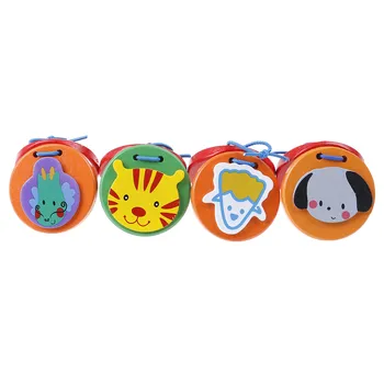 

Cartoon Castanets Kids Child Baby Wooden Castanet Clapper Handle Musical Toy