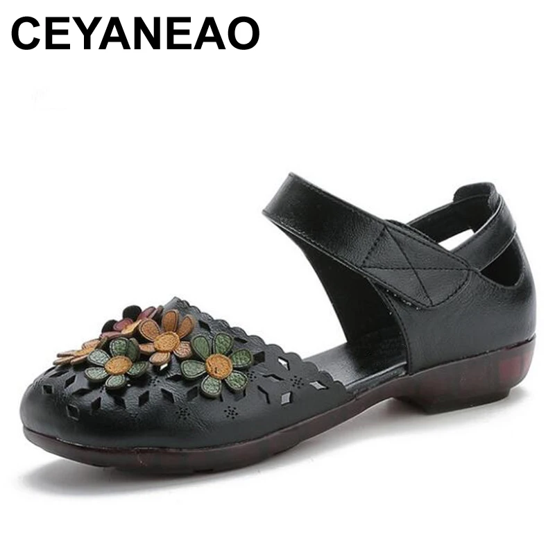 

CEYANEAO 2019; New; handmade shoes for mothers of cowhide; Summer leather sandals; comfortable women's shoes with soft soles