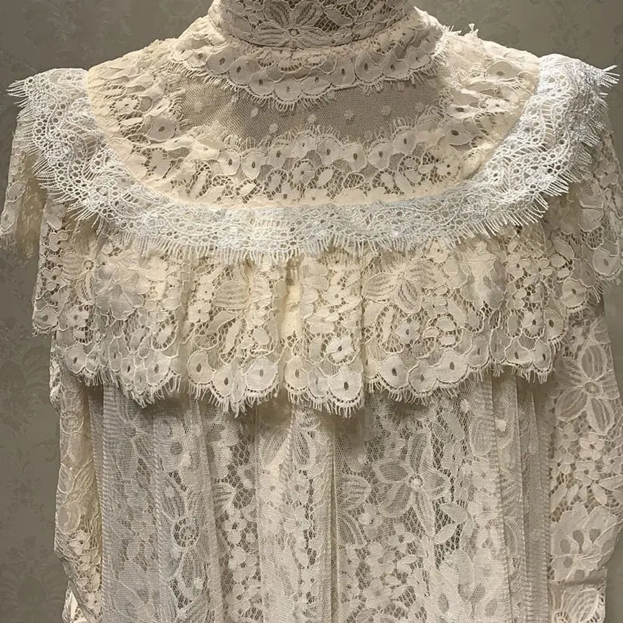 Высококачественный комплект из двух предметов, топ и юбки, кружевная блузка с длинными рукавами и асимметричная сексуальная юбка длинный рукав, рубашка женская одежда