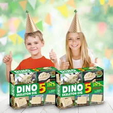 Kit de creusement de squelette de Dino, lot de 5 pièces de pierres précieuses pour creuser des trésors, jouets de dinosaures, avec tige éducative, d'arithmétique
