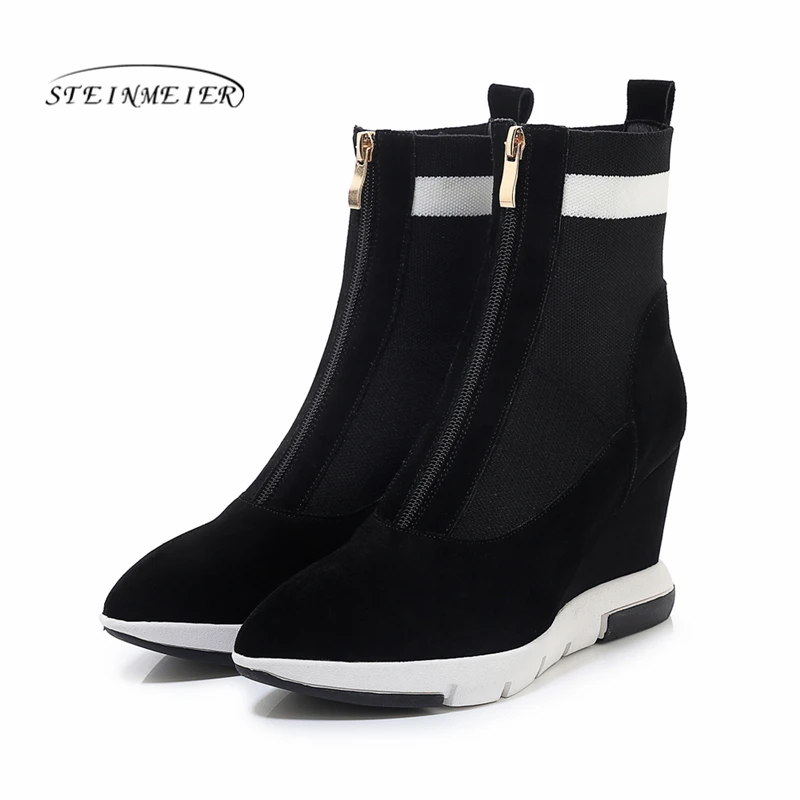 Black Ankle Boots Platform Ankle Boots Women Platform Zip Winter
