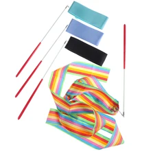 2 метра красочные ленты для спортзала танцевальная лента художественная гимнастика балетный стример крутящийся стержень Радужная палочка для тренировок