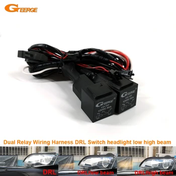 

Dual Relay Wiring Harness Kit For BMW DRL angel eyes halo rings Switch headlight low high beam feature