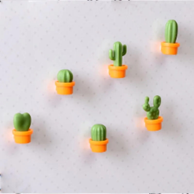 6pcs Cute Thumb Size kitchen Fridge Magnets Succulent Plant Magnet Button Cactus Refrigerator Message Sticker Magnet