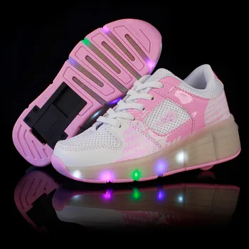 

New Black Cheap Child Fashion Girls Boys LED Light Roller Skate Shoes For Children Kids Sneakers With Wheels One wheels