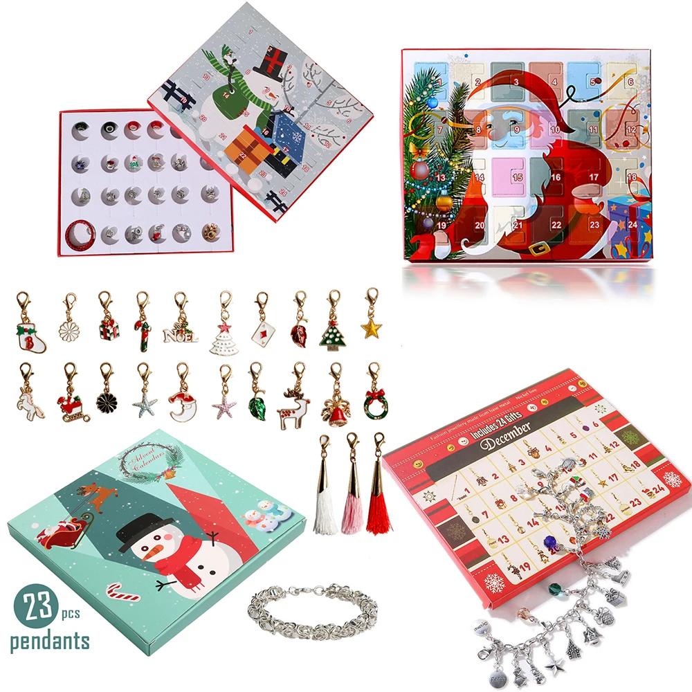 24PCS Advent Calendar Jewelry DIY Bracelet Necklace Set Fashion Christmas Kids