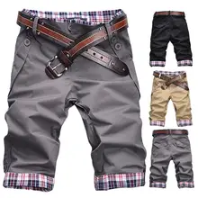 

50% Hot Sales Men Casual Summer Plaid Patchwork Pockets Buttons Fifth Pants Loose Beach Shorts