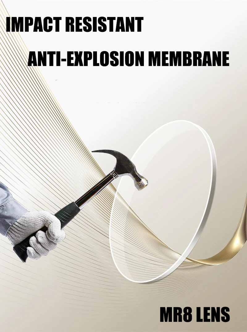 Super Tough MR-8 Series Anti-Fog lens Index 1.56/1.61/1.67 Optical Prescription Aspherica Resin Lens Myopia Hyperopia HMC Lenses