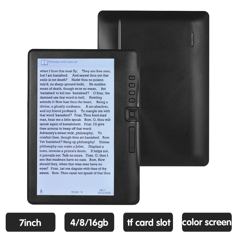 

7 inch BK7019 Ebook Reader with HD Resolution Digital E-book+Video+MP3 Music player Color screen E-reader 4GB 8GB 16GB Memory