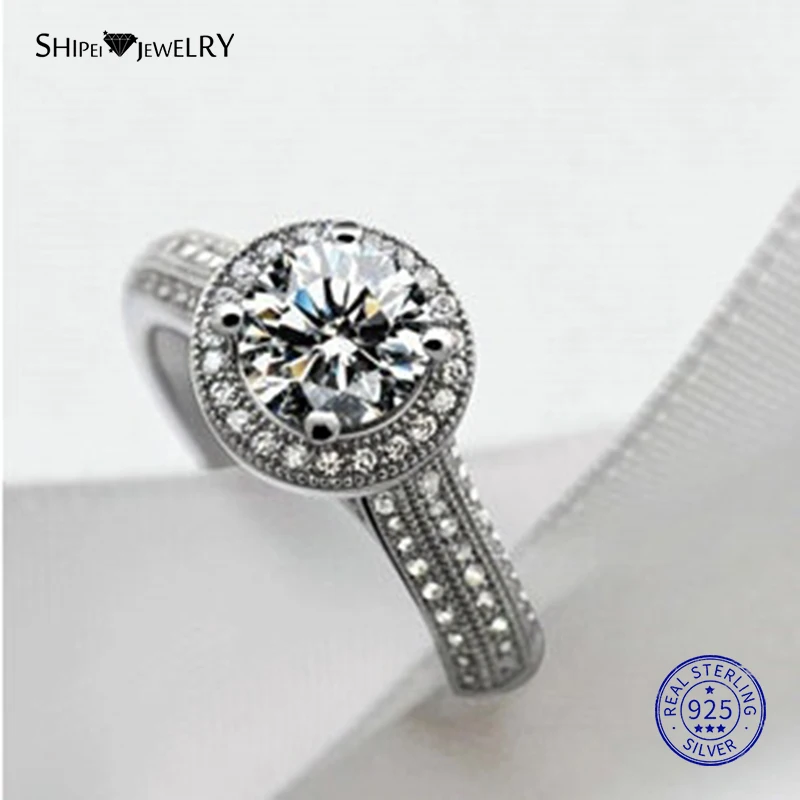 

Shipei 2ct Round Moissanite Ring for Women 100% Sterling Silver Created Moissanite Engagement Promise Ring Anniversary Gift