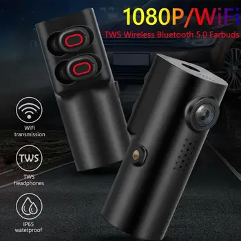 

Driving Recorder with Bluetooth Headset Full HD 1080P WiFi Car DVR Dashboard Camera Dashcam Video Recording 140 Degree