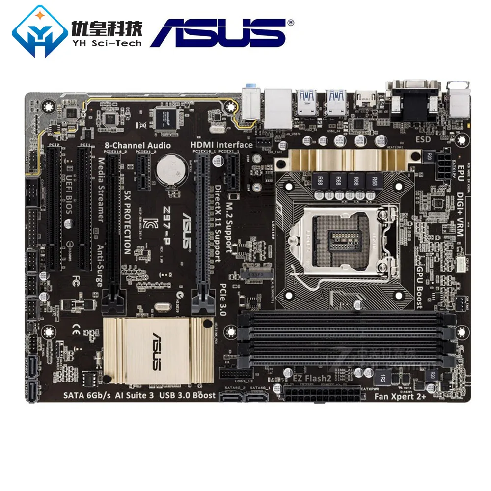 Оригинальная б/у настольная Материнская плата Intel Z97 Asus Z97-P разъем LGA 1150 Core i7/i5/i3/Pentium/Celeron DDR3 32G ATX